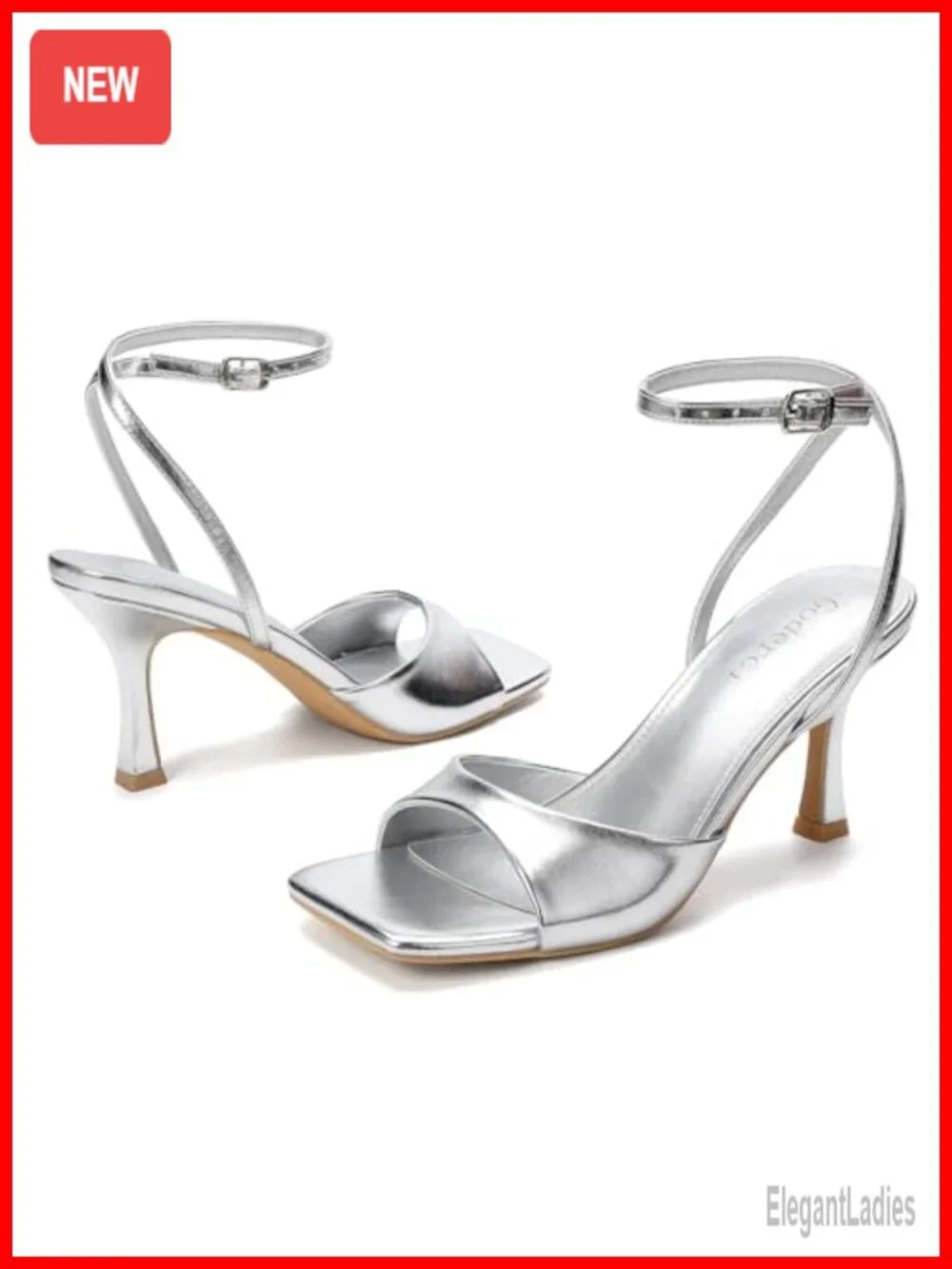 Kitten Heel Sandals Square Open Toe Stiletto Ankle Strap Heels